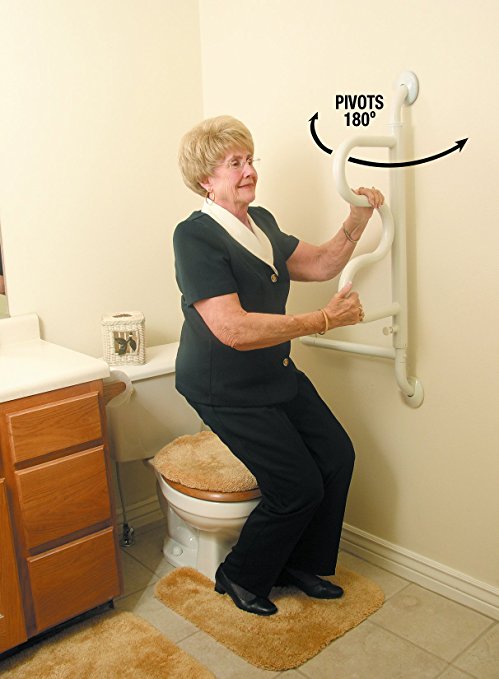 S-curve white grab bars helps you stand easily and safely