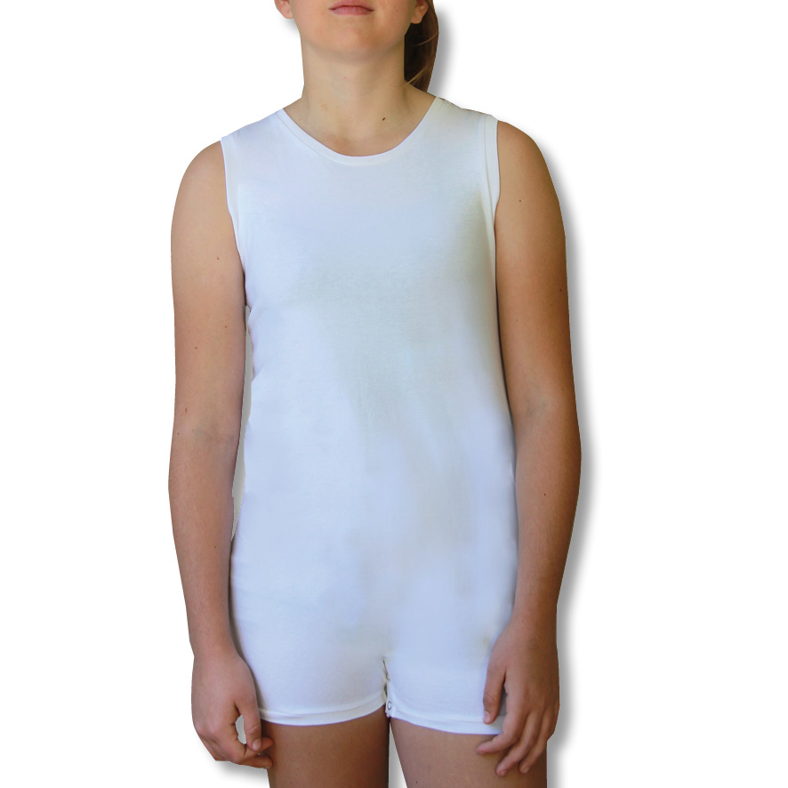 Children's White All In One Stretch Body Suit ~ Age 9-12 