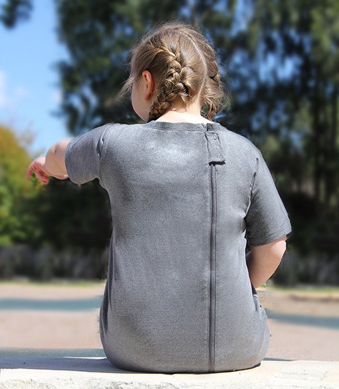 The side offset back zipper on these comfortable onesie bodysuits are ideal for both day and night wear. Autism Clothing for children and adults -for stopping clothing removal or fecal smearing