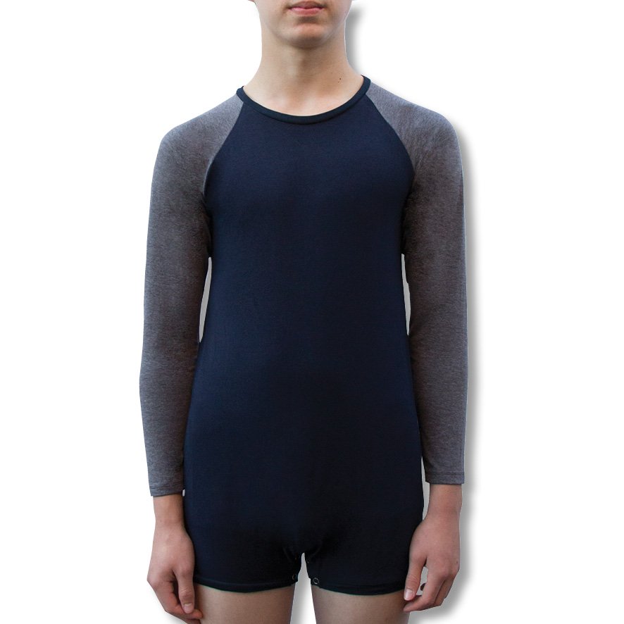Navy / Grey Long Sleeve Onesie for Children and Adults